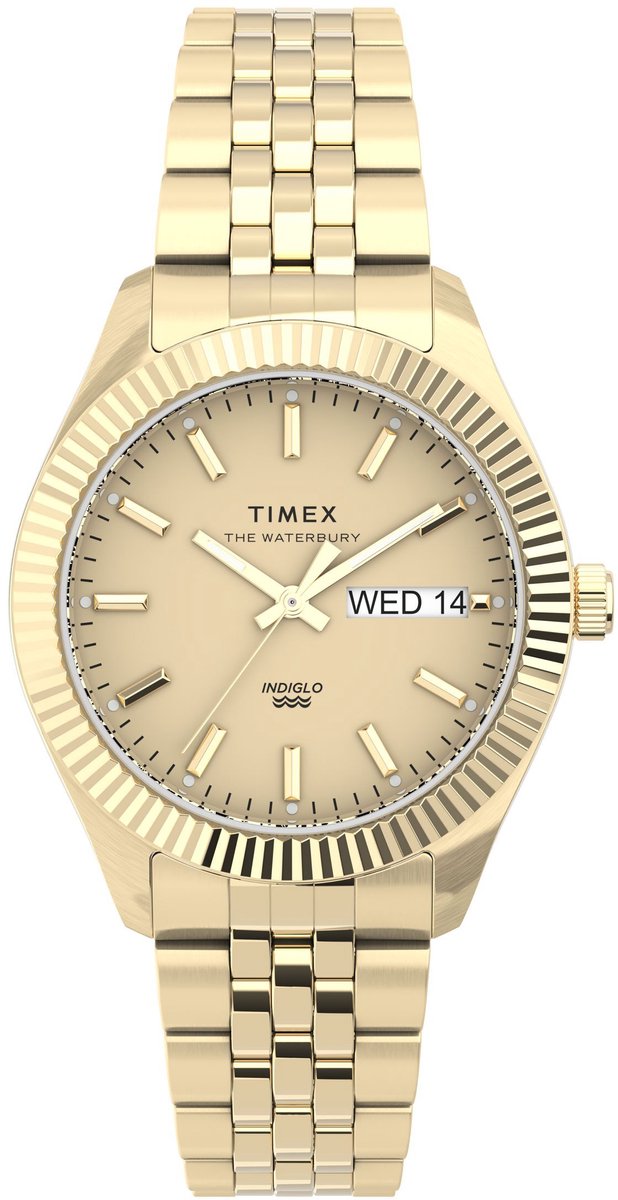 Timex Timex Legacy Boyfriend Waterbury Kwarts Analoog Horloge Gouden Toon Case: 100% Stainless Steel | Armband: 100% Stainless Steel 36 TW2U78500AJ