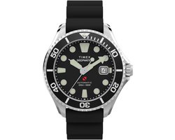 Timex Deep Water Meridian 200 Automatic 200M Mechanisch Automatisch Horloge Zwart En Zilverkleurig Kast Gemaakt Van 100% Roestvrij Staal En Een Band Van 100% Hnbr 44 TW2Y39900AJ, TW2Y40000AJ