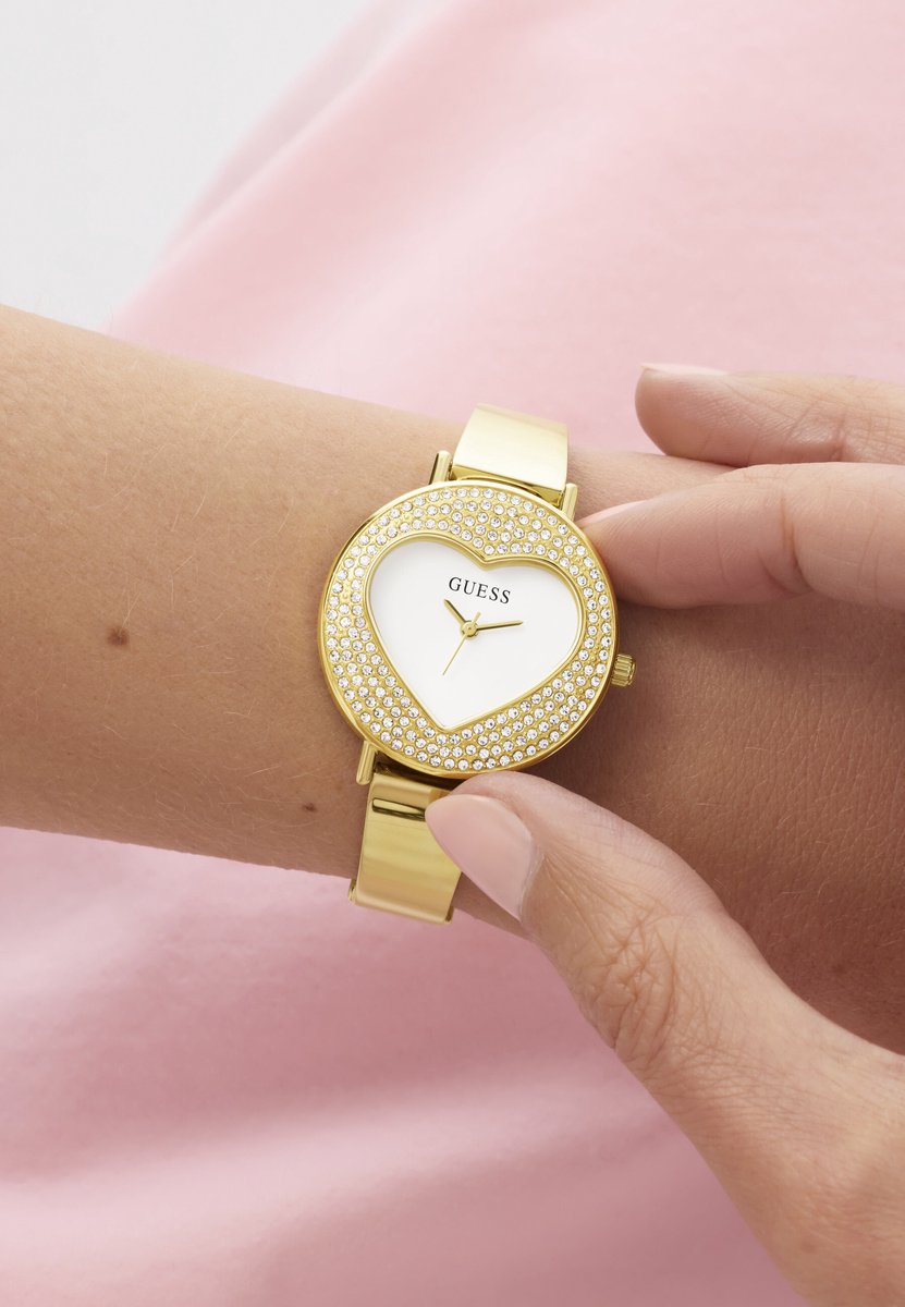 Guess Hartly Quartz Analoog Horloge Goudkleurig Kast: 100% Gerecycleerd Kunststof | Armband: 100% Gerecycleerd Kunststof 30 mm GW0991L1, GW0991L2