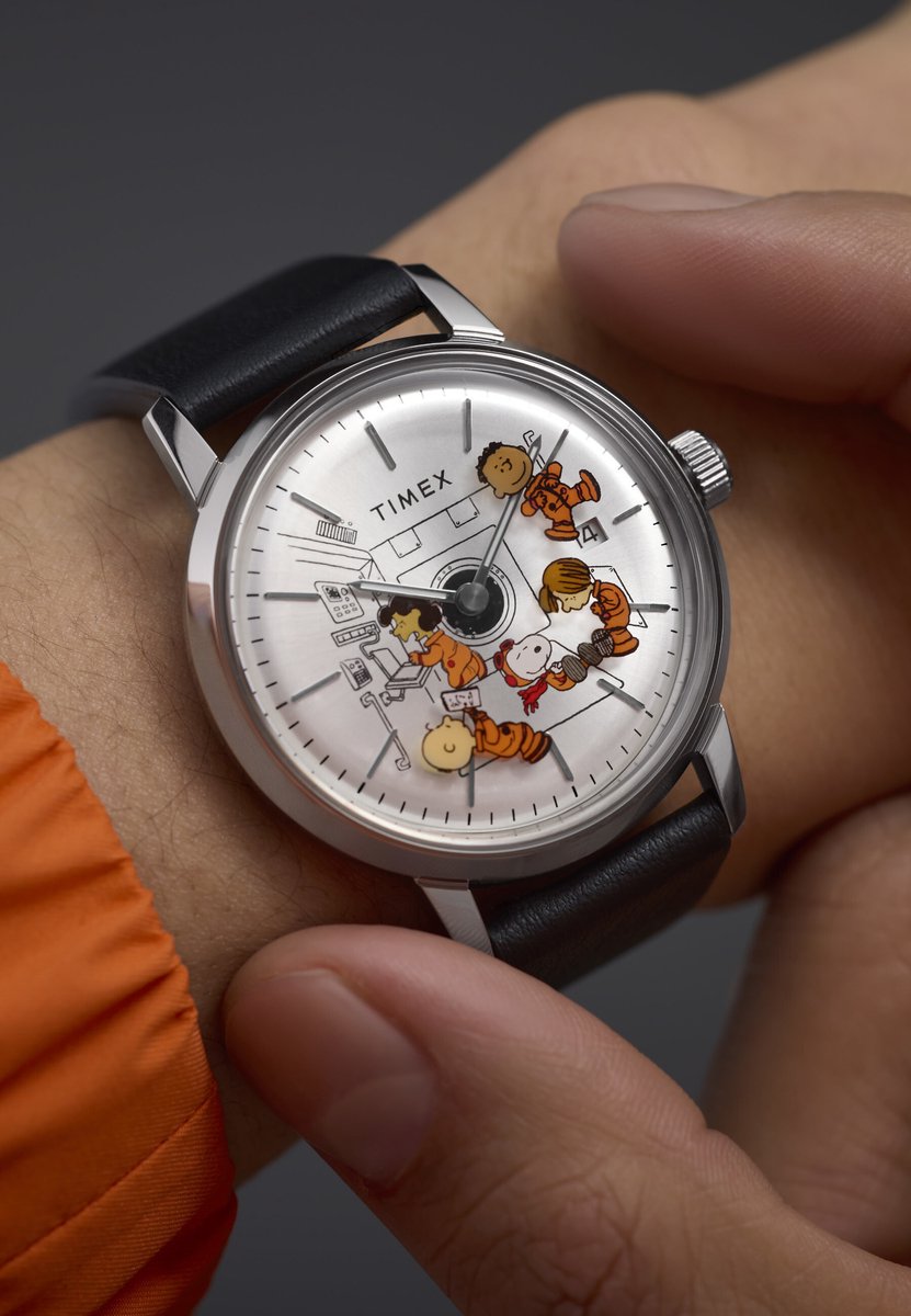 Timex Timex X Peanuts® Marlin® Automatic Space Mechanisch Automatisch Horloge Zwart Kast: 100% Roestvrij Staal | Armband 100% Leer 40 mm TW2W87200OX