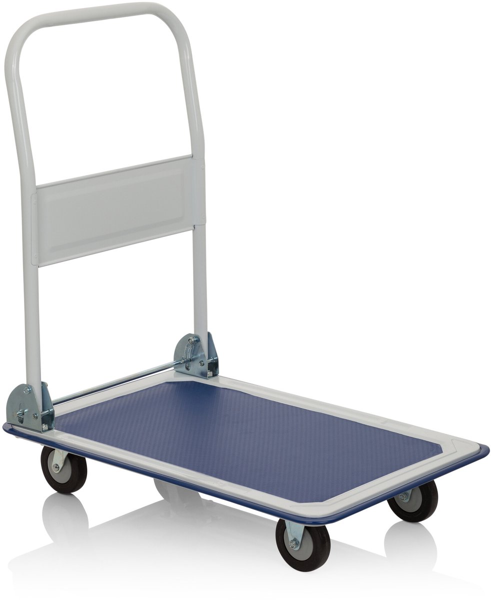 Platformwagen / Transportwagen CARRY blauw / wit anti-slip / 150kg laadvermogen hjh OFFICE