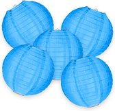 5-set LMPN® nylon lampionnen - hemelsblauw - 25cm - voor buiten