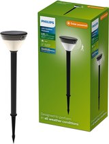Philips Kyna Solar Sokkellamp - Zonne-energie - Warmwit licht: 2700K - Zwart - Twee lichtstanden - Schemersensor - Bewegingssensor - IP44: weerbestendig - Solar buitenverlichting