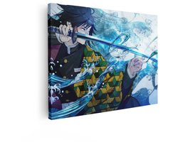 Artaza Canvas Schilderij Demon Slayer - 80x60 cm - Wanddecoratie Anime Giyu Tomioka - Muurdecoratie Japan - Schilderijen Op Canvas Slaapkamer