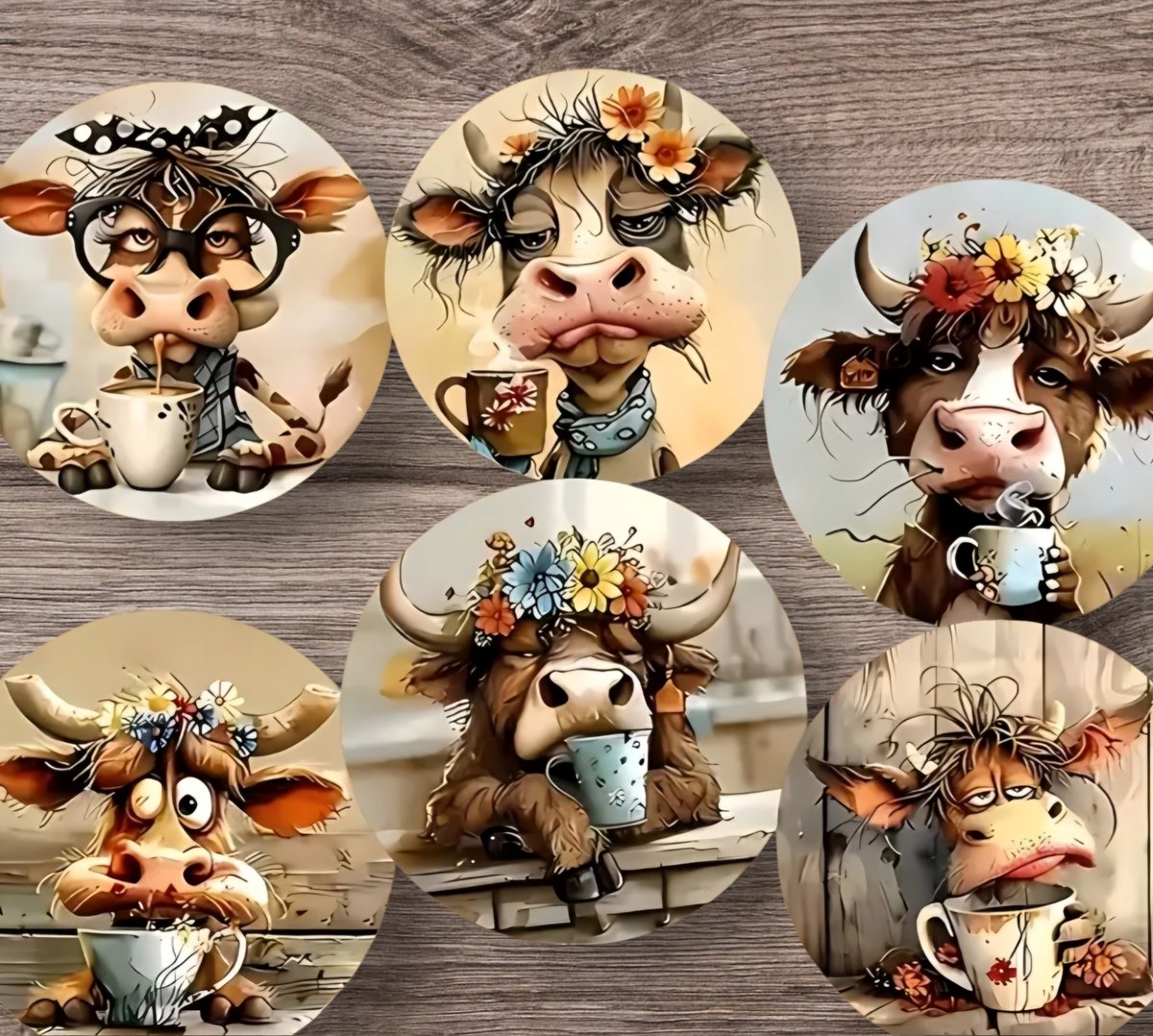 Onderzetters Schotse Hooglanders - Grappige Onderzetters - 6 stuks