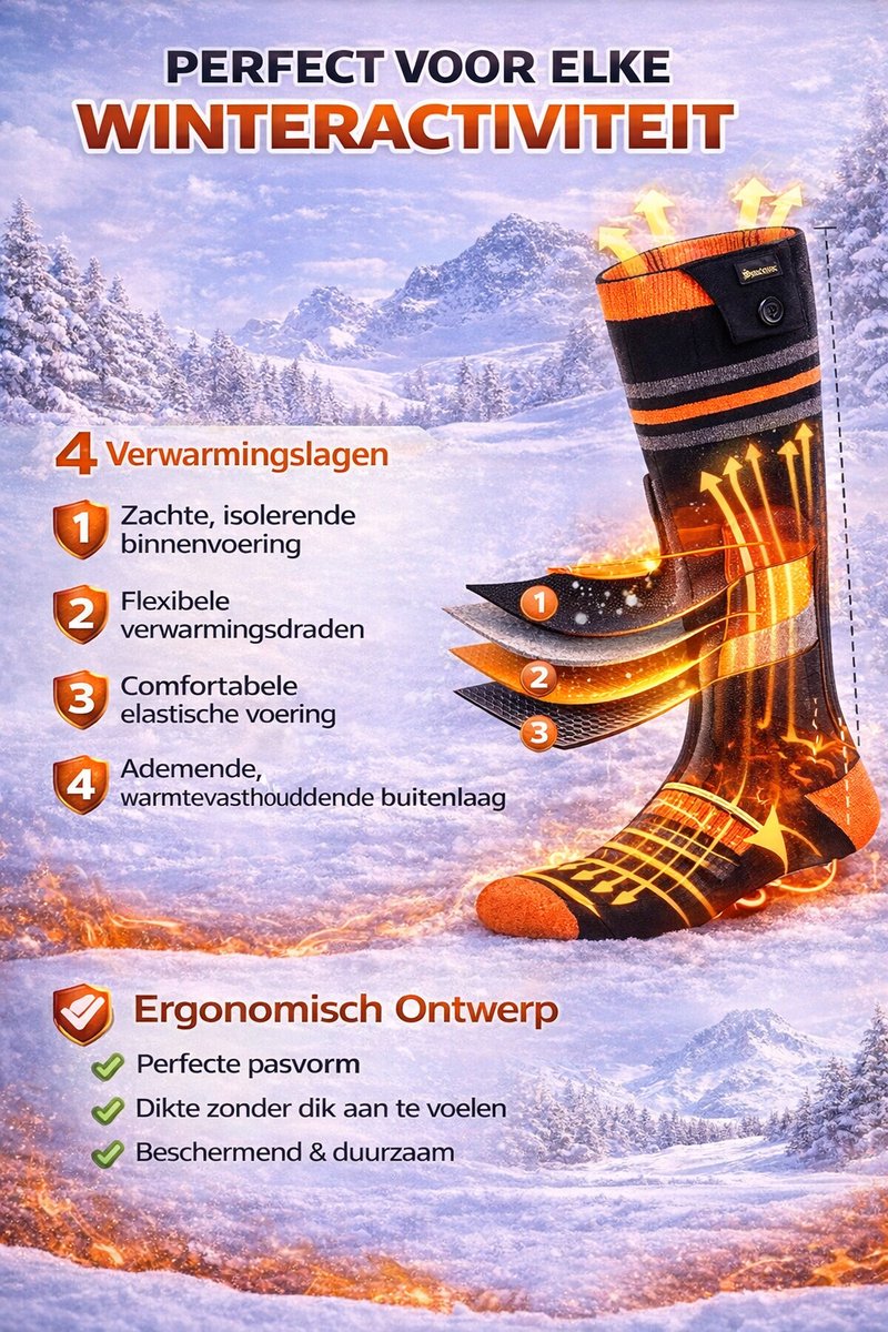 Verwarmde Sokken Oplaadbaar - Verwarmde Sokken Met Batterij - Verwarmde Sokken Met Accu - Elektrische Sokken - 7000mAh Batterij - 4 Warmtestanden - 9 Uur Constante Warmte - Voor Binnen & Buiten - Maat 36-43 — cadeau in Sport & Outdoor - foto 7