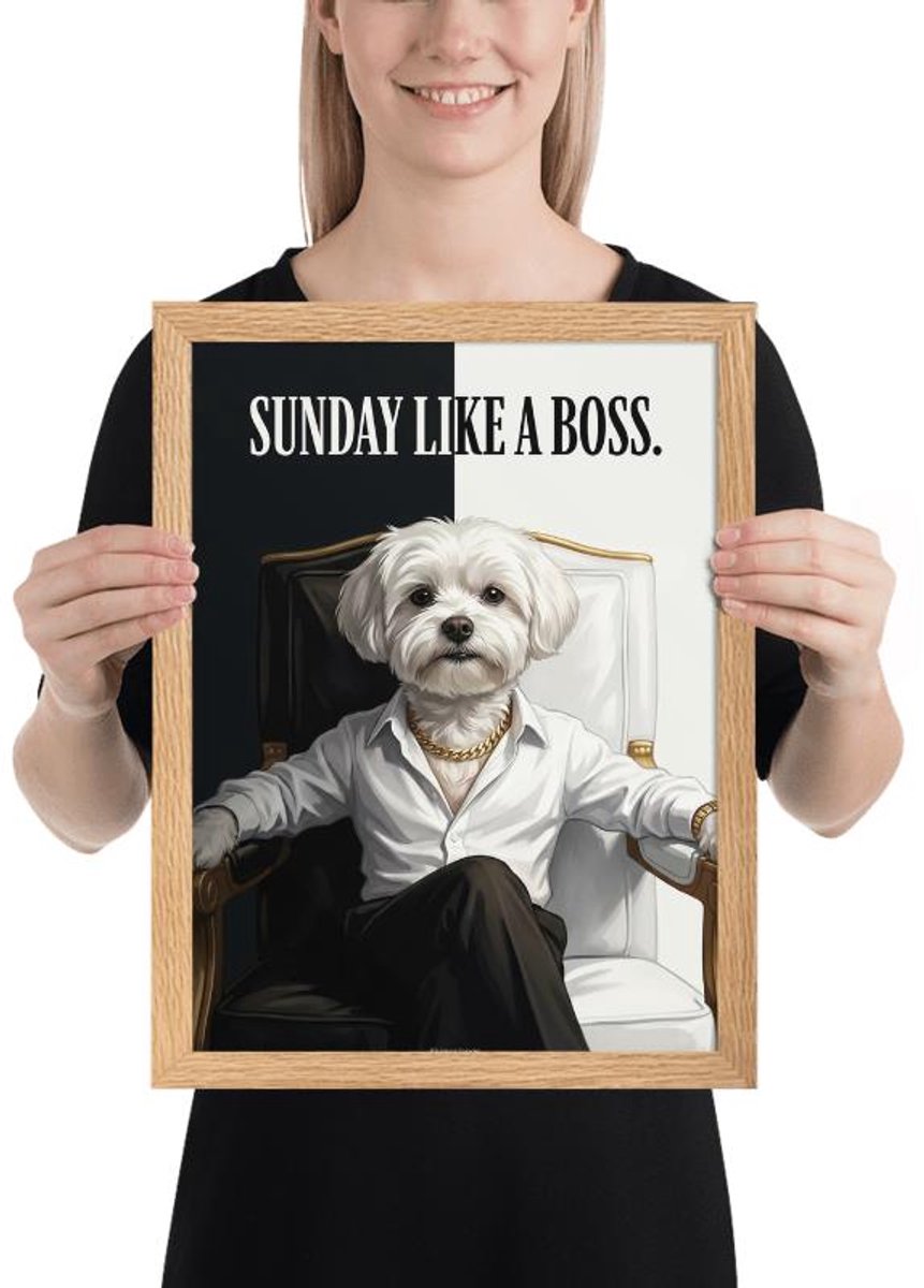 Funny Dog Poster “Sunday” – Quirky Wall Art Print – Home & Living Room Décor – 30×40 cm / A3 - Dog Art