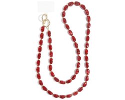 Goudlief Telefoonketting kralen - Acryl - Dagelijkse accessoires - Karmozijnrood - Valentijn cadeau - Cadeau - Geschikt voor iPhone - Geschikt voor Samsung - Universeel - Phone cord - Telefoonketting - Koord voor telefoon - Goudlief.nl