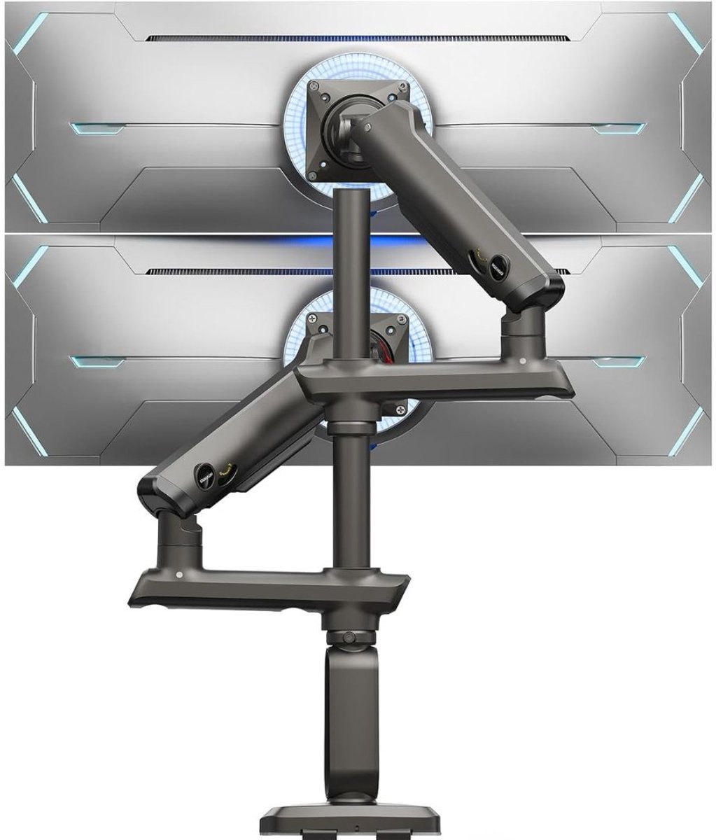 Monitor Arm 2 Schermen - Standaard - Verhoger - Zwart