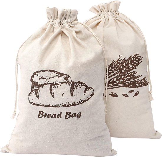2 sacs à pain en lin - pour pain maison - 17,5 x 11,5 pouces - non blanchis et réutilisables - pour baguettes artisanales