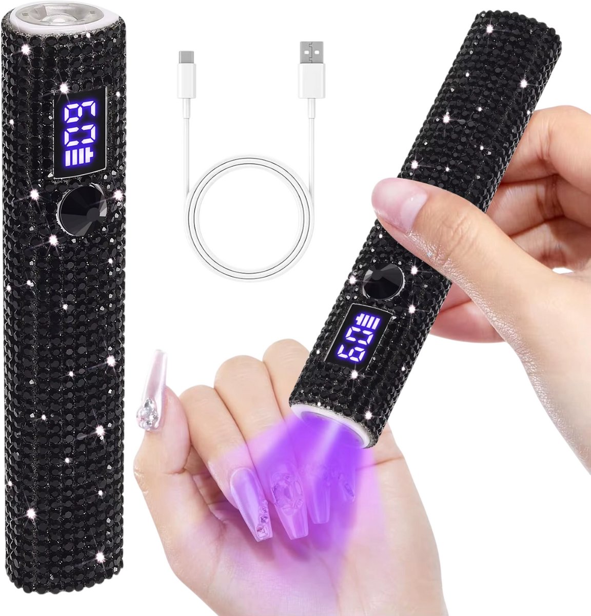 Draagbare Mini UV LED Nagellamp voor Gelnagels Drogen – Sneldrogende Nageldroger voor Thuisgebruik en Nagelsalon – Compacte Professionele Manicure Lamp - ZWART-DIAMANT