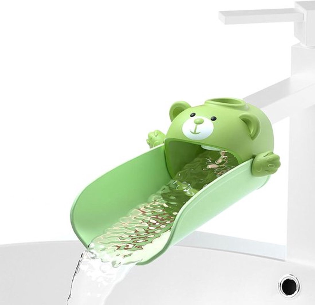 Kraanverlenger voor kinderen met temperatuurgevoelige siliconen hoes - Handwas gootsteenverlenger voor keuken - Groen
