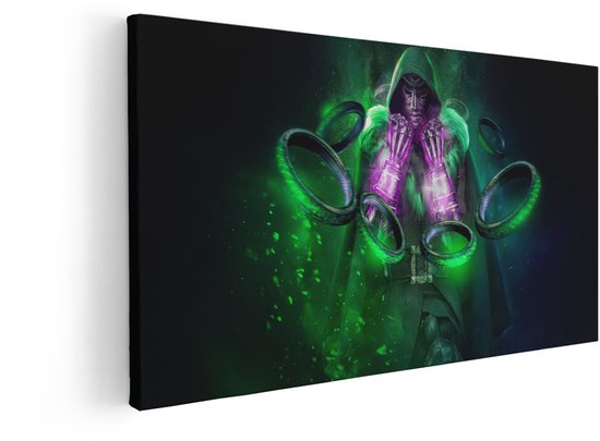 Artaza Canvas Schilderij Doctor Doom - 80x40 cm - Marvel Wanddecoratie - Muurdecoratie Superheld - Schilderijen Op Canvas - Paars