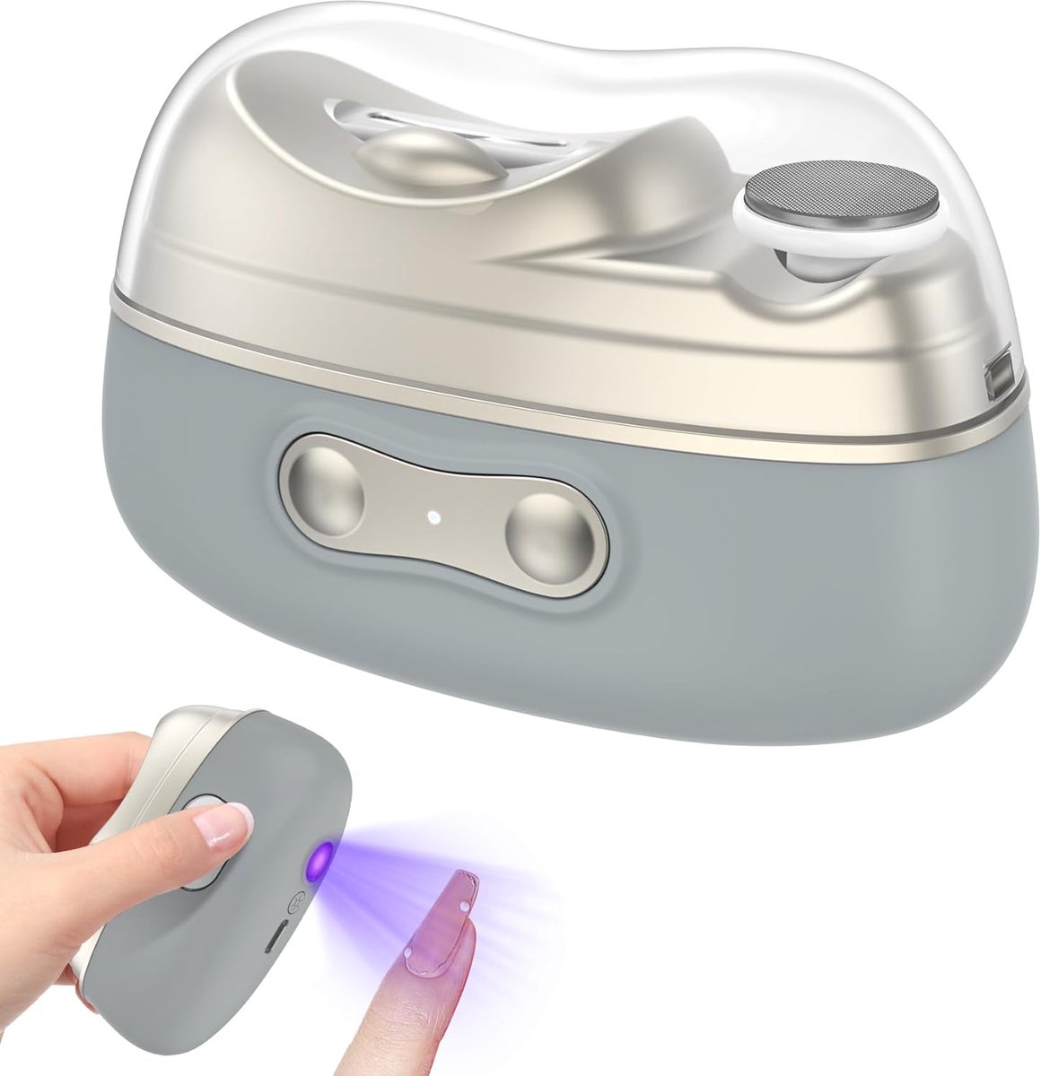 Elektrische nagelknipper - 4-in-1 automatische nagelknipper - Geluidsarm - Ingebouwde UV-nagellamp en opbergdoos - Inclusief LED-verlichting en polijsteffect - 2 snelheden - Geschikt voor senioren, volwassenen en kinderen - Nieuw model 2026