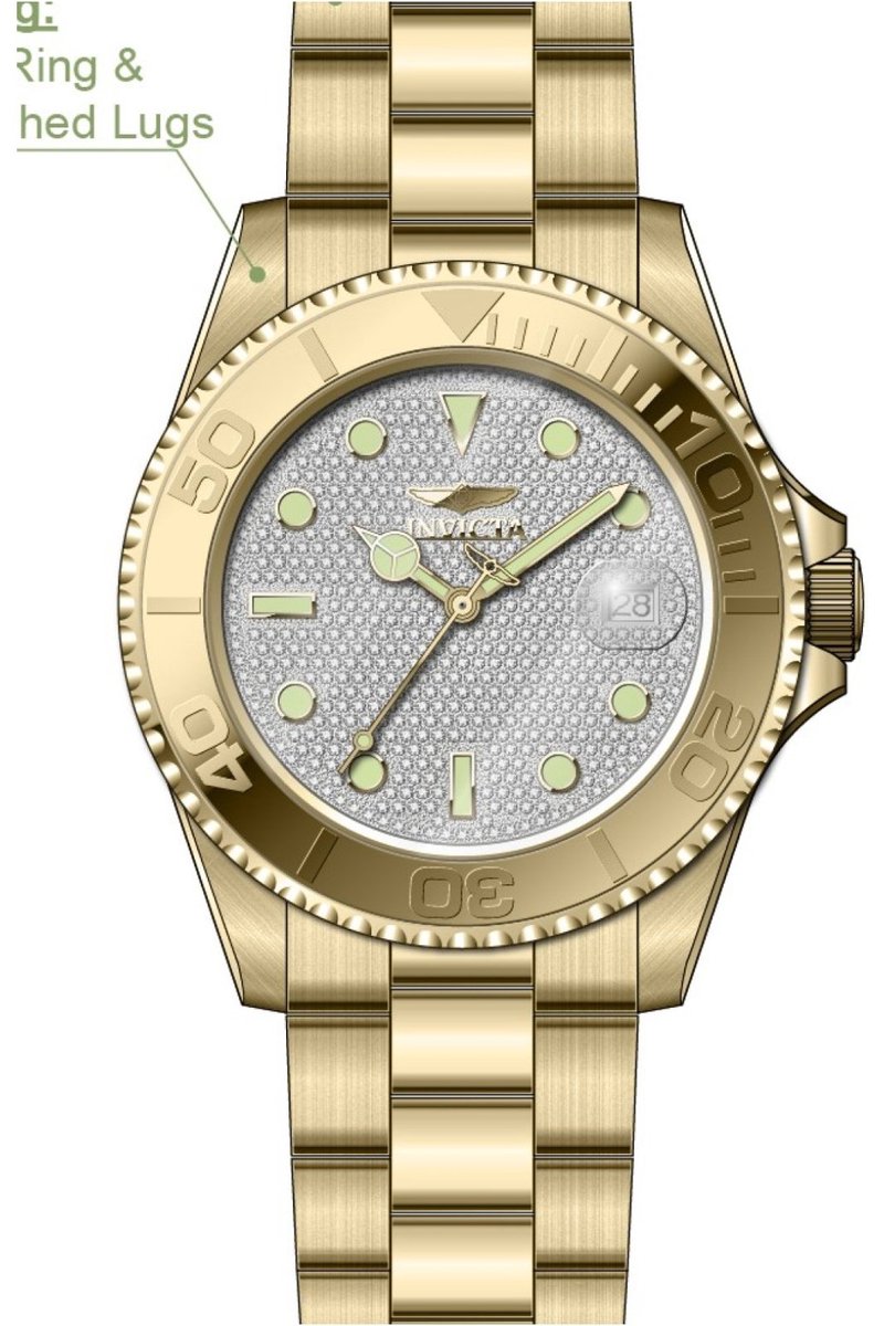 Invicta Pro Diver 50284 Heren Horloge - Waterdicht - Analoog - Automatisch Uurwerk - Roestvrij Staal met zilveren Wijzerplaat - 43mm