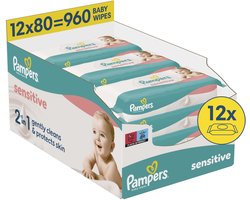 Pampers Sensitive Babydoekjes - 12 Verpakkingen Van 80 Doekjes = 960 Billendoekjes