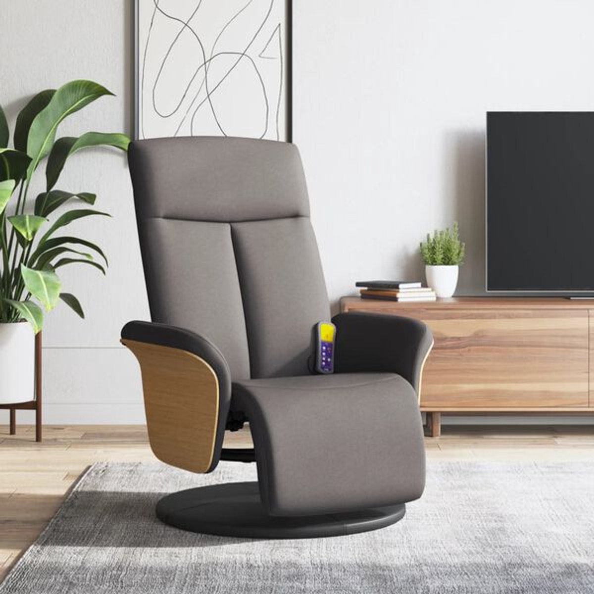 Massagestoel Relaxfauteuil Elektrisch Taupe 1 Persoon - afbeelding 2