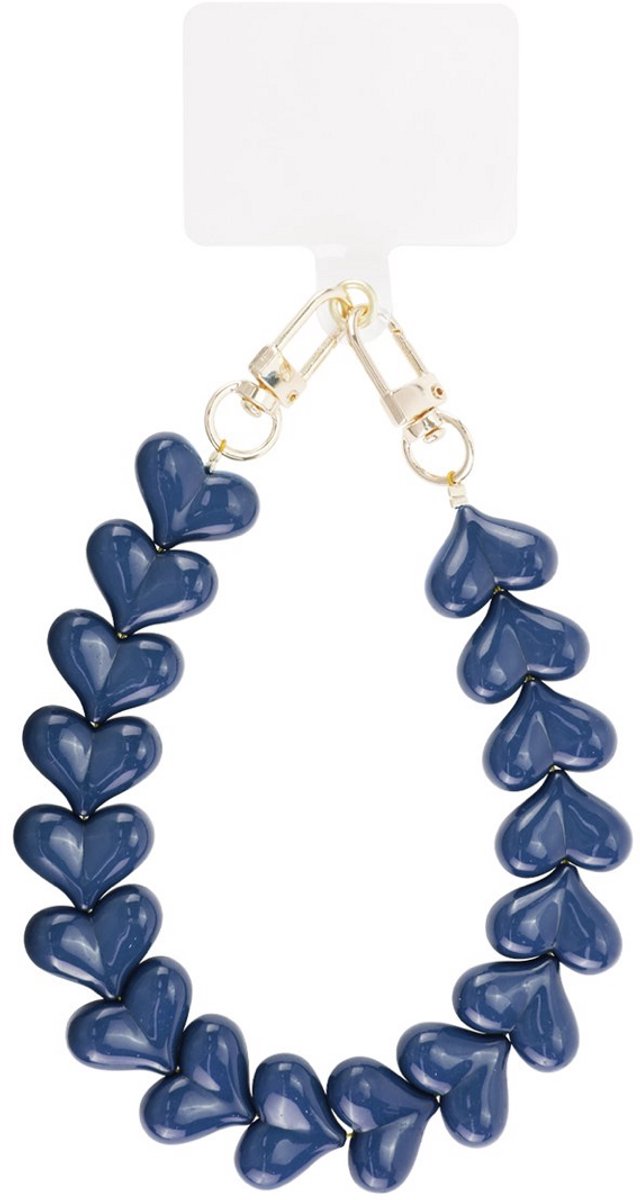 Yehwang - Telefoonkoord Hartjes - Donkerblauw - Goudkleurig - Trendy - Must