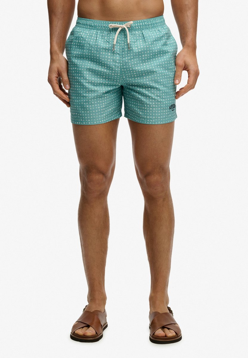 Superdry Premium Bedrukte 15-inch Zwemshort Heren Zwembroeken Groen