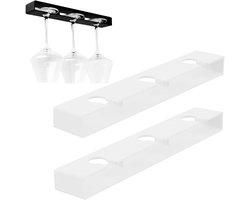 2 Pcs Wine Glass Holders - Glass Drainer Racks voor Onder-Cabinet Opslag - Keuken Shelf - Eetkamer Kast (Wit)