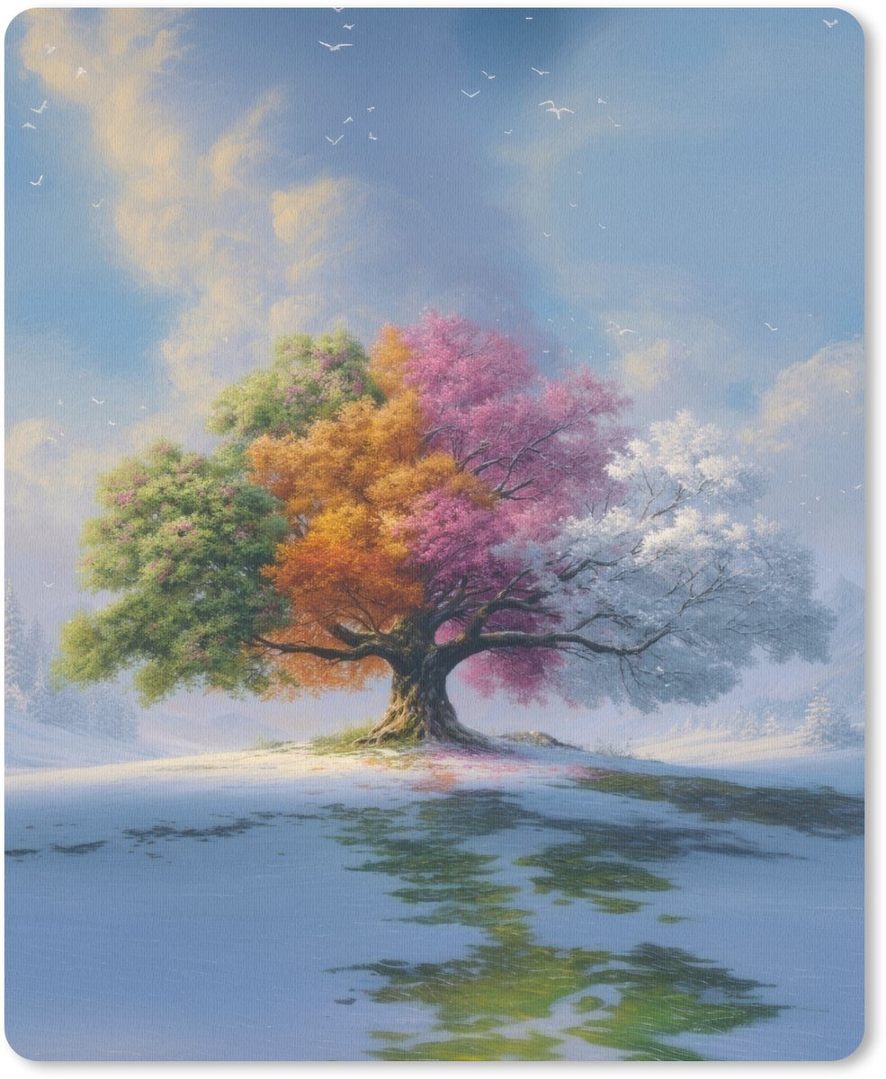 Muismat 19x23 cm - Mousepad Boom - Seizoenen - Winter - Landschap - Muismatten