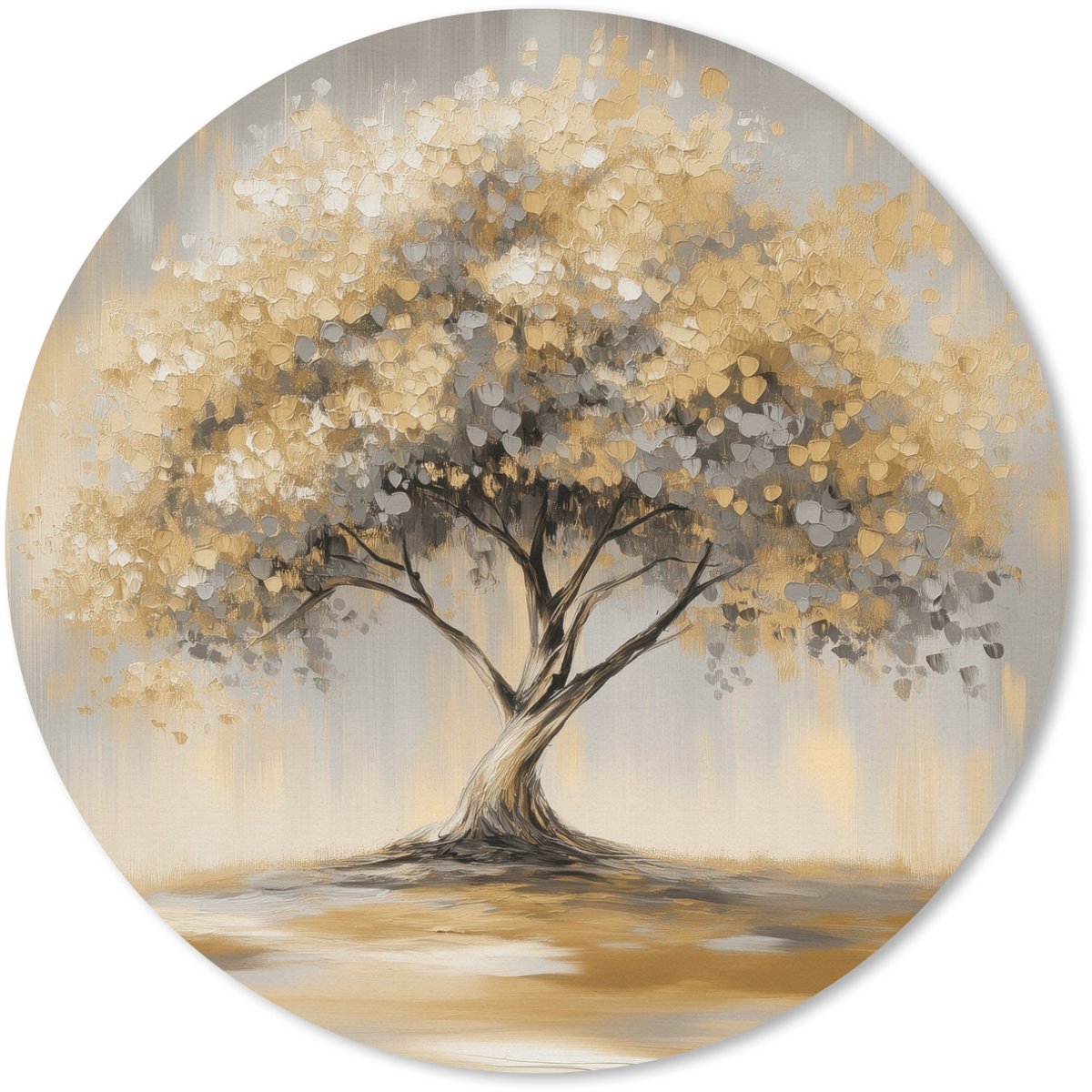 Muismat rond 30x30 cm - Mousepad Schilderij - Boom - Abstract - Bladeren - Ronde muismatten