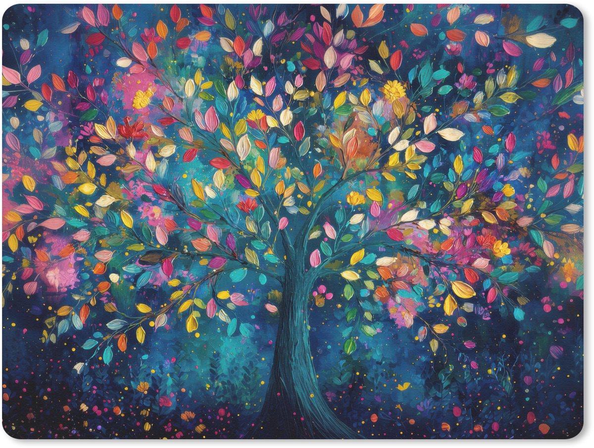 Muismat 23x19 cm - Mousepad Kleurrijk - Boom - Magisch - Abstract - Muismatten