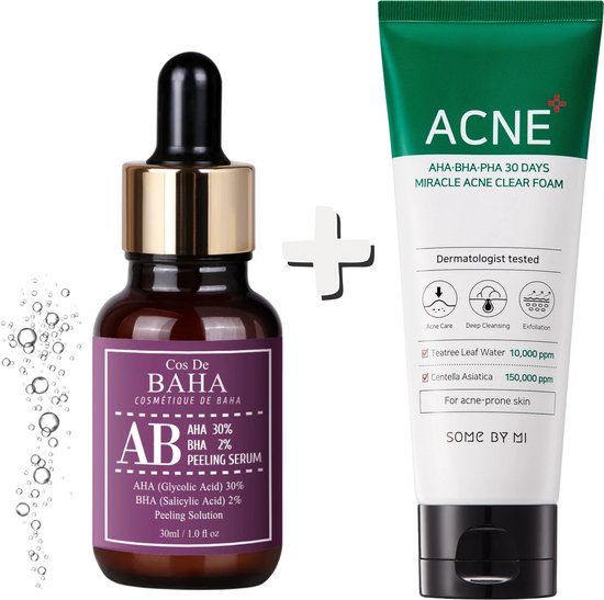 SOME BY MI Acne Cleanser Foam & Cos De BAHA AHA BHA Peeling Serum ...