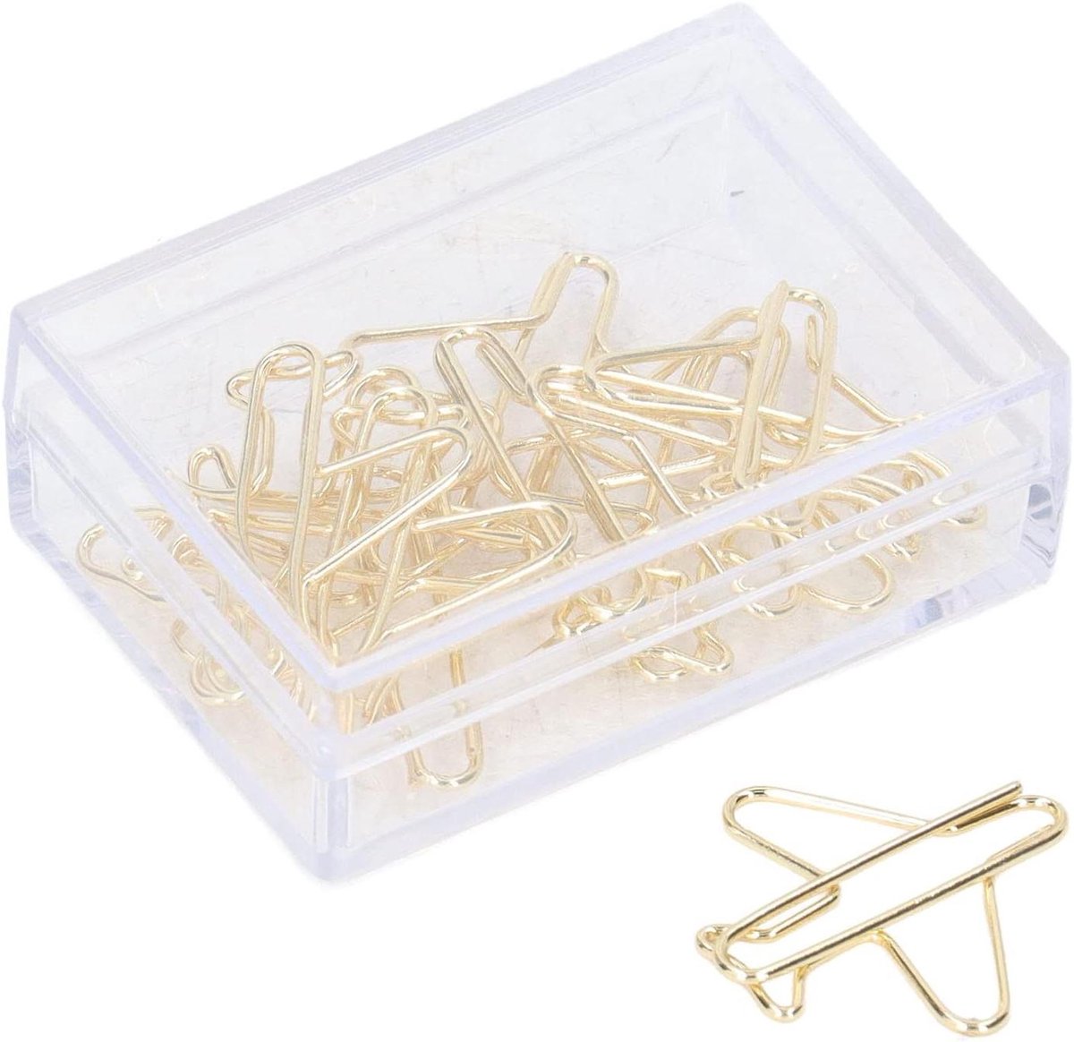 Schattige vliegtuigpaperclips - 100 stuks - Gouden metalen clip - Anti-roest - Bladwijzers voor kantoor en thuis