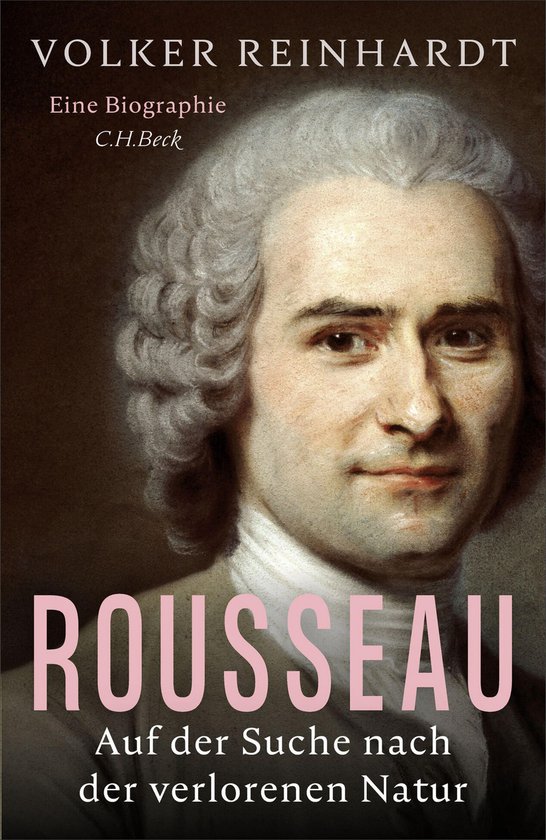 Boekomslag van 'Rousseau', met een schilderij van de filosoof met een witte pruik en een witte das.