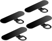 4 Stuks - Telefoonpatch - Telefoonkoord - 4,8*2,8 cm - Zwart - Legering - Metalen bevestigingslipjes voor telefoonkoordjes - Handige accessoire voor mobiele telefoons - Telefoonkoordklemmen - Telefoonkoordpatches
