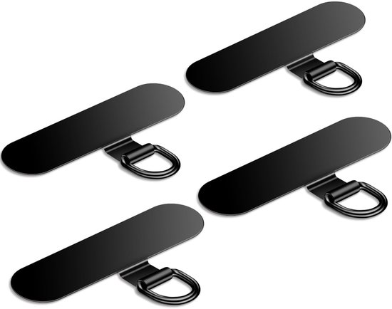 Quatre patches de téléphone noirs avec anneaux en D.