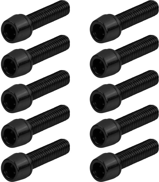 10 Stuks Fiets Trunk Bouten M5 x 20 mm Wielas Schroeven met Washers - Conische Schroeven - Fiets Stem Bouten - Kegelkop Schroef voor Mountainbike (Zwart) — afbeelding 4