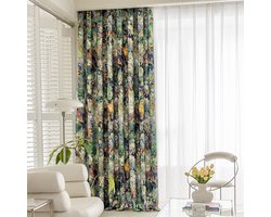 Moderne bloemenprint, olieverfstijl, Tassel Farmhouse Room verduisterend gordijn, woonkamer, slaapkamer, landhuisdeur,Met haakjes ringen,140x220cm