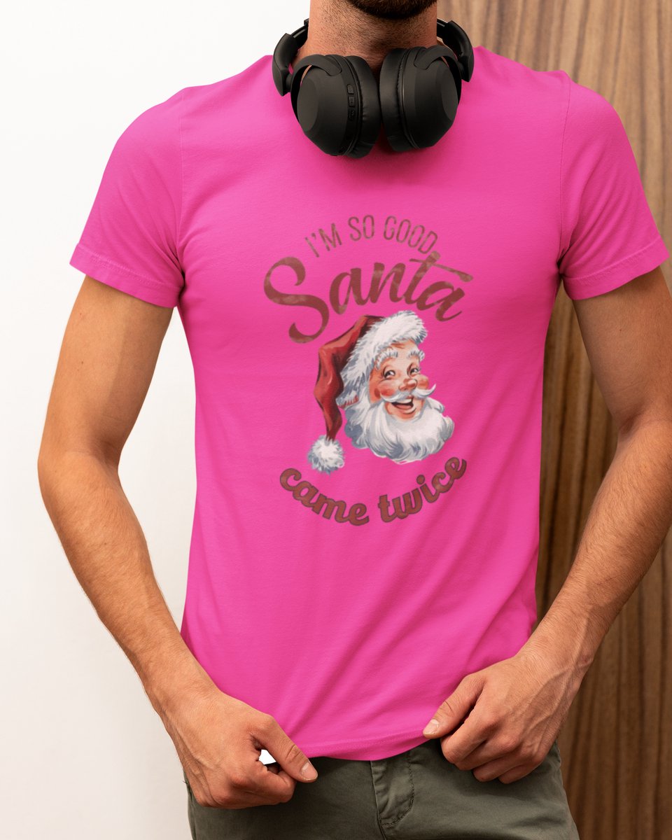 Santa Came Twice Kerst - Kerst T-shirt Roze - Grappig T-shirt - Maat L - Kerst Cadeau Mannen - Limited Edition