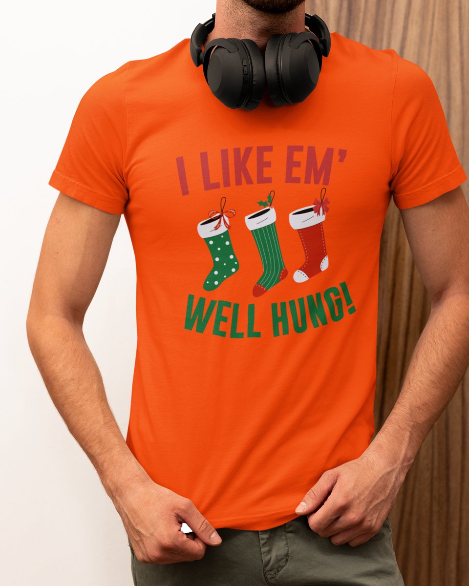 Well Hung Kerst - Kerst T-shirt Oranje - Grappig T-shirt - Maat XL - Kerst Cadeau Mannen - Limited Edition