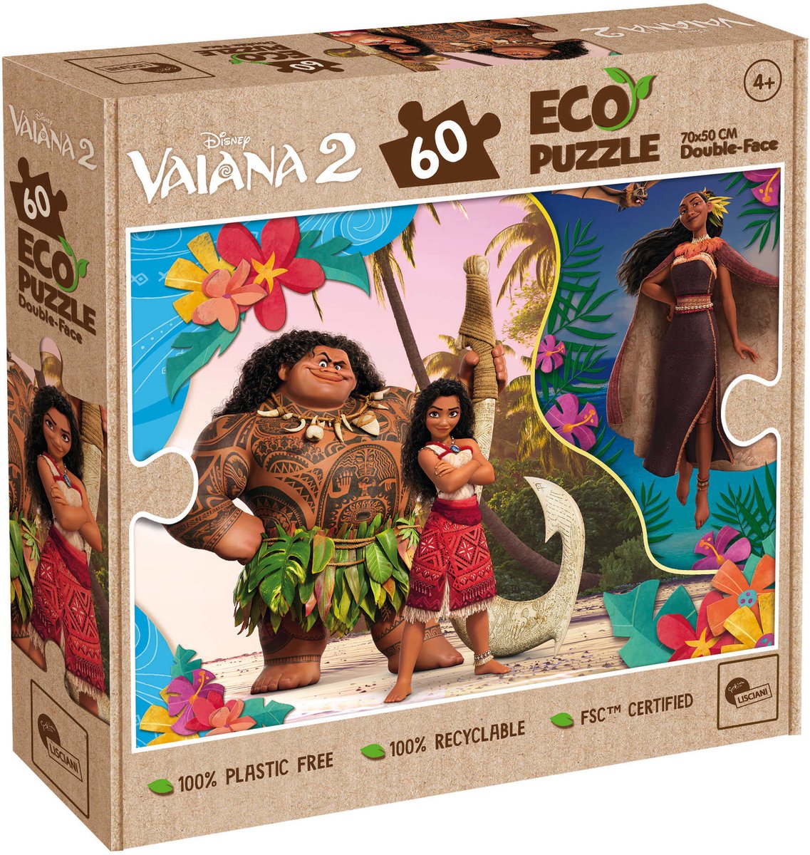Lisciani - Vaiana- Double face - eco puzzel - 60 stukjes