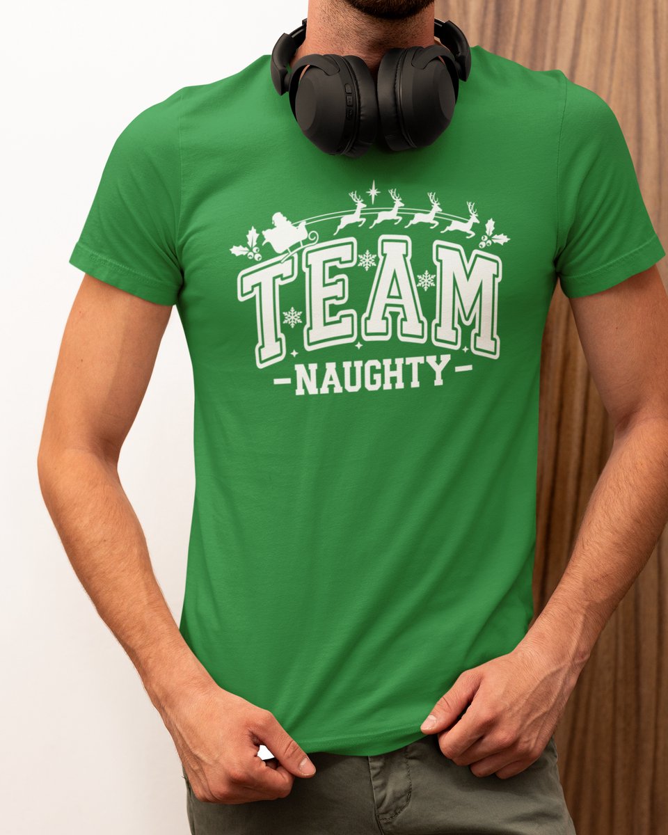 Team Naughty Kerst - Kerst T-shirt Groen - Grappig T-shirt - Maat XL - Kerst Cadeau Mannen - Limited Edition