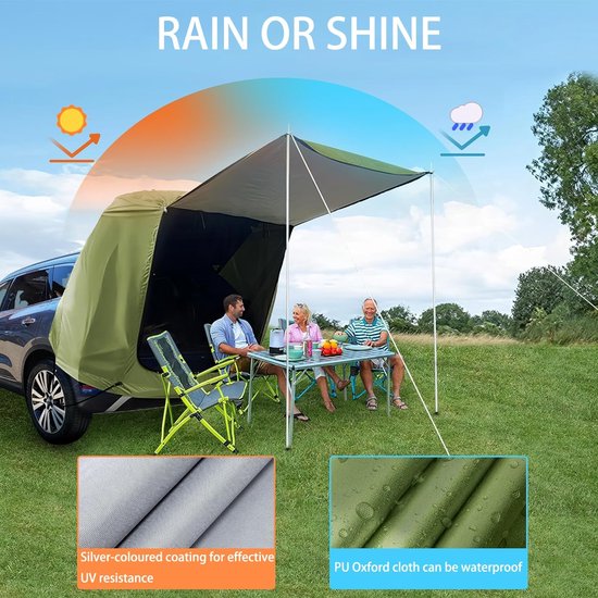 Universal Tailgate Tent - Waterproof Car Rear Tent voor Camping en Reizen met UV Bescherming - Compatibel met SUV's zoals VW T-ROC en T-ROC Convertible — afbeelding 4