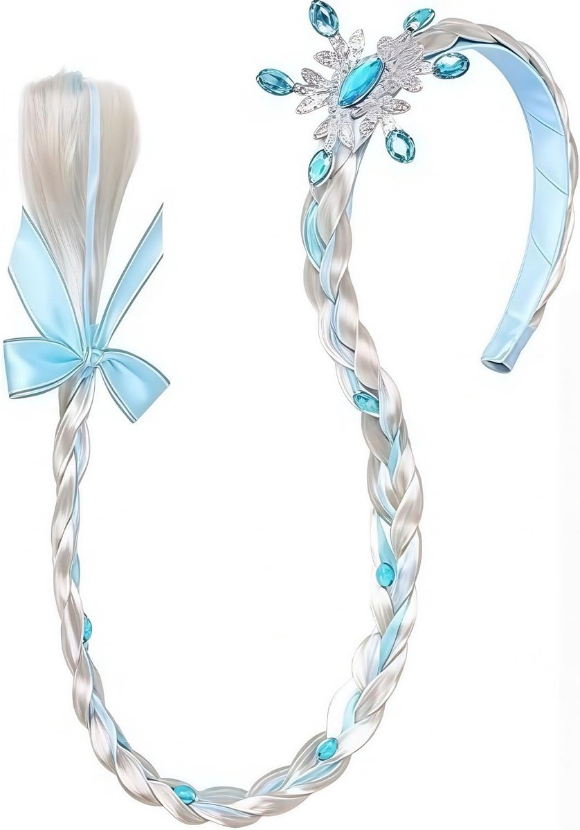 Blauwe Ponytail Headband met Haarclips - Sneeuwvlok Tiara - Haaraccessoires voor Meisjes