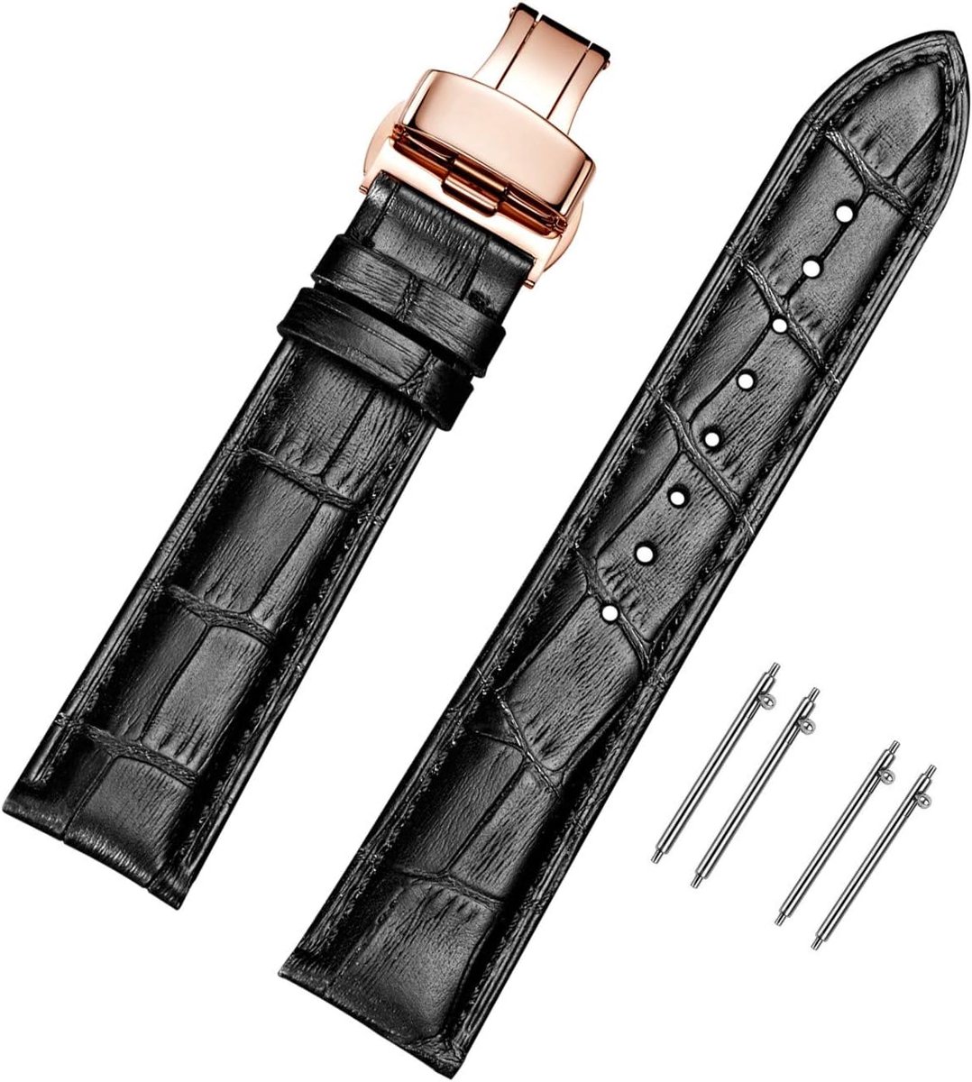 Watch Strap Leer Snelle Ontgrendeling Polished Buckle 18mm 20mm 22mm 24mm Zwart Bruin Blauw Groen Klassiek Ontwerp Kalfsleer Vervangingsband 18mm Klassiek Classic