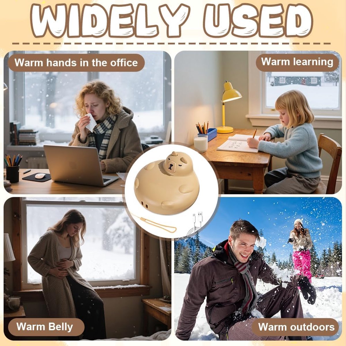 Oplaadbare Handwarmer - 1200 mAh - USB Elektrische Handwarmer - 3 Niveaus - Draagbare Herbruikbare Handwarmer voor Mannen Vrouwen Kinderen — cadeau in Gadgets - foto 7