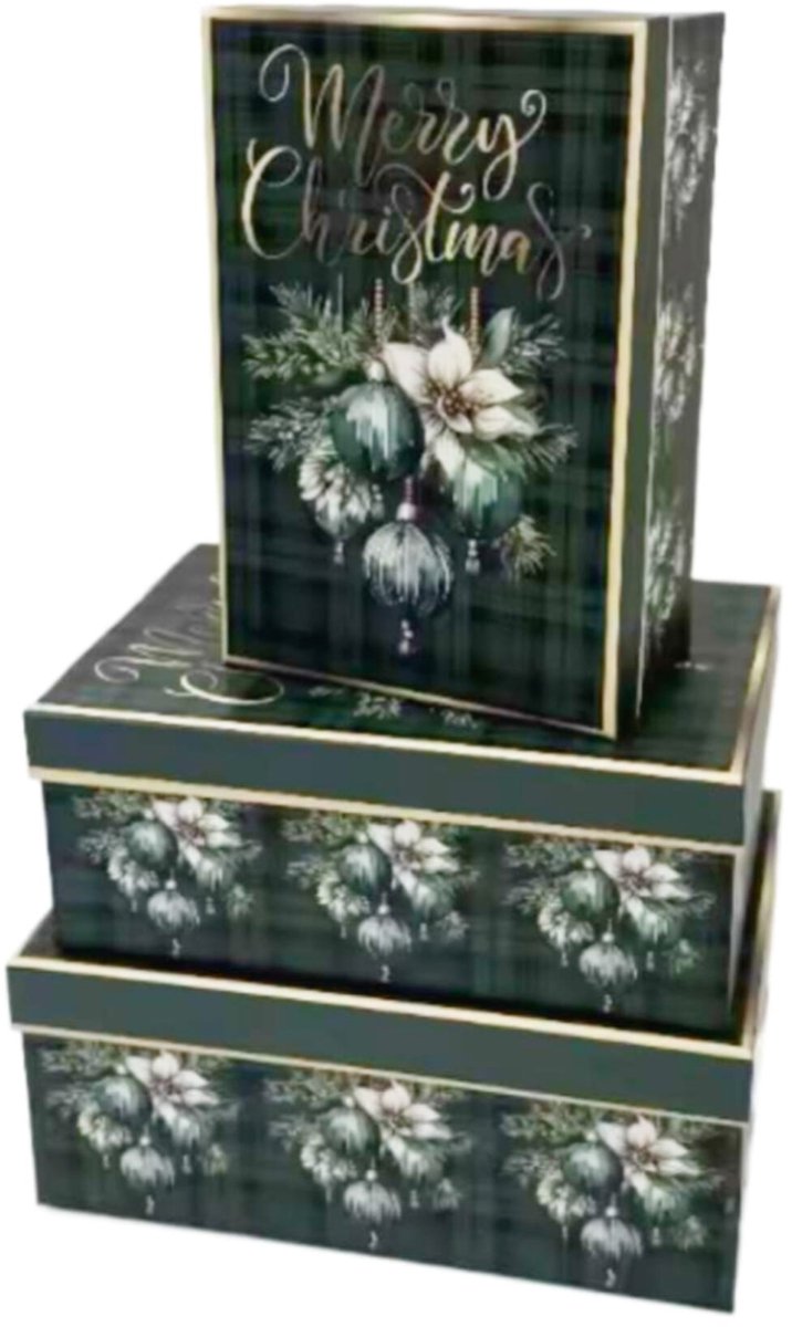 Luxe Kerst Cadeaudoos met Deksel - M 26*18*10.2cm - Donkergroen – Kerst Geschenkdoos – Stevig & Herbruikbaar – Cadeauverpakking voor Kerstcadeaus