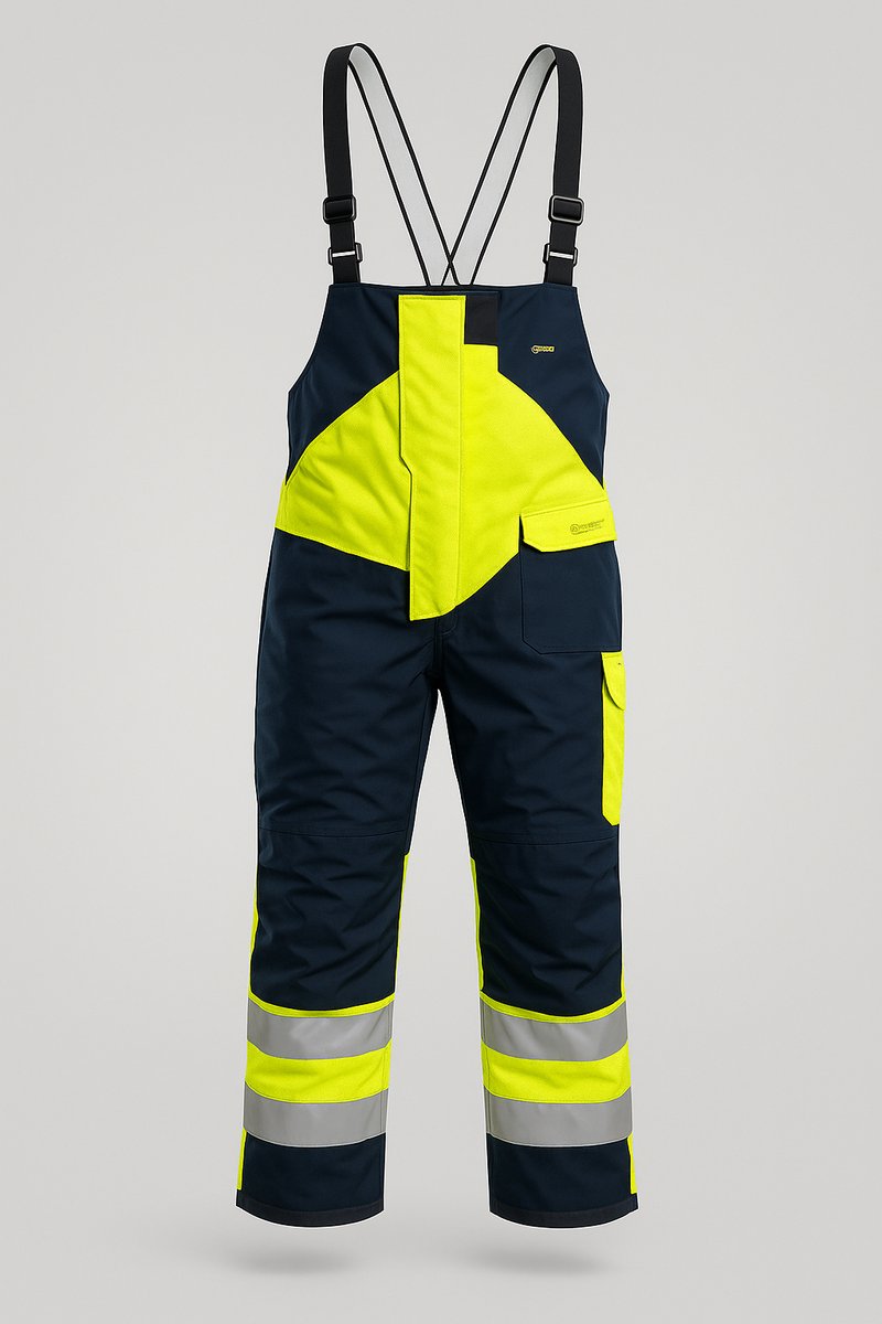 Samurai werkbroek met bretels - Maat 52 - Geel/Marineblauw - Reflecterend - GBRO2L