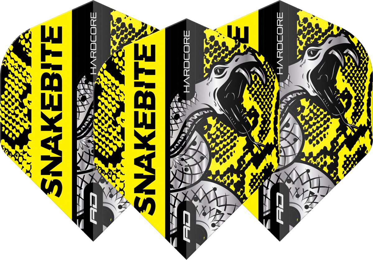 Red Dragon Peter Wright Hardcore Snakebite Coiled Snake Yellow - Dart Flights