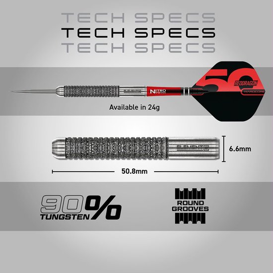 Red Dragon Element 6 B Anniversary Limited Edition 90% - Dartpijlen van Merkloos — afbeelding 4