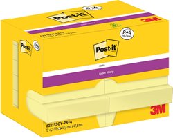 Post-It Super Sticky Notes | 90 vel | ft 47 | 6 x 47 | 6 mm | geel | 8 + 4 GRATIS