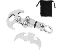 Grappling Hook Climbing Claw - Vouwbare RVS Outdoor Survival Carabiner Tool - Multifunctioneel met 4 Klauwhaken - Zware Uitvoering voor Kamperen Hiking en Klimmen