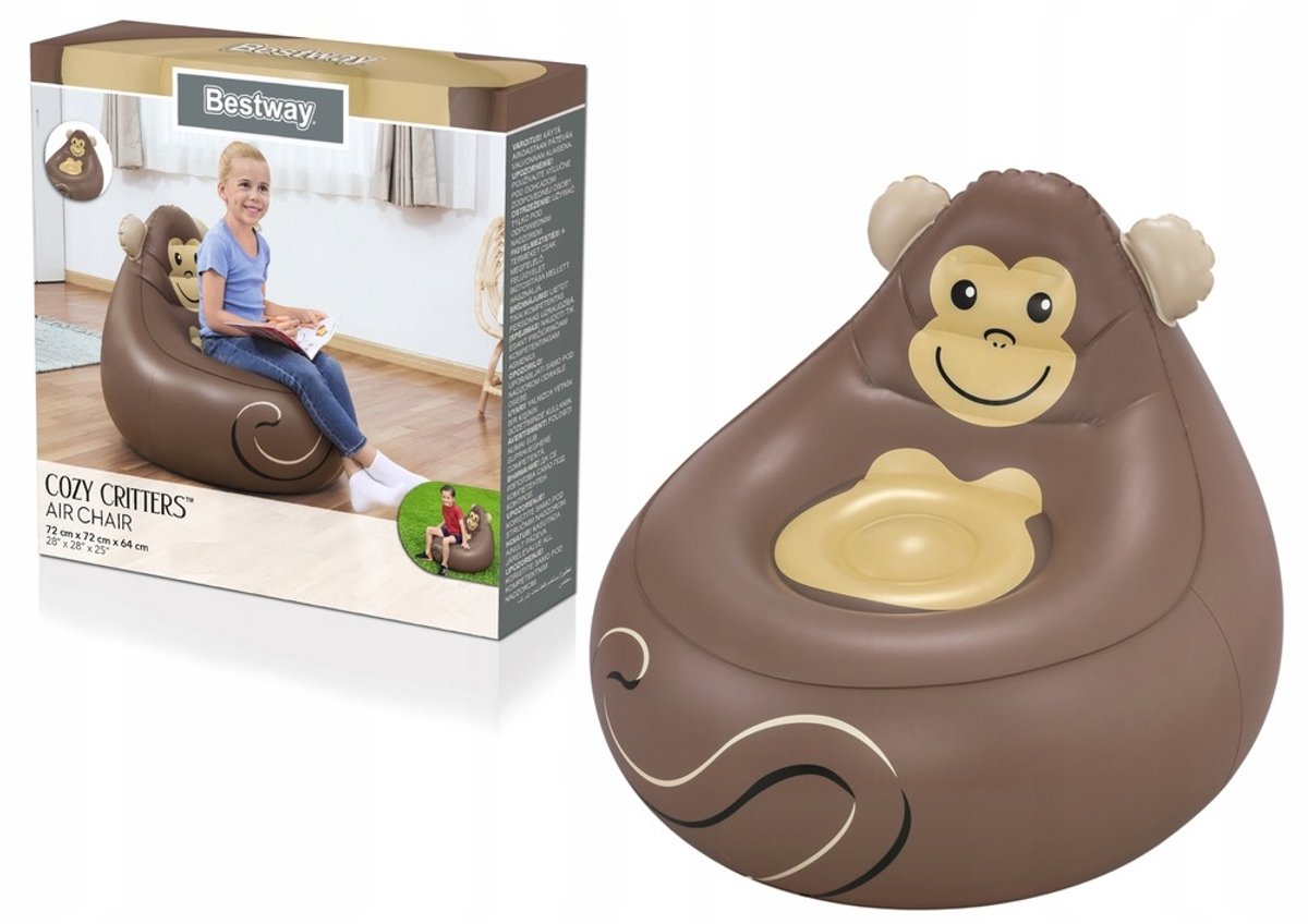 Bestway Opblaasbare Zitzak Aap 72x72x64 cm - Comfortabel en leuk