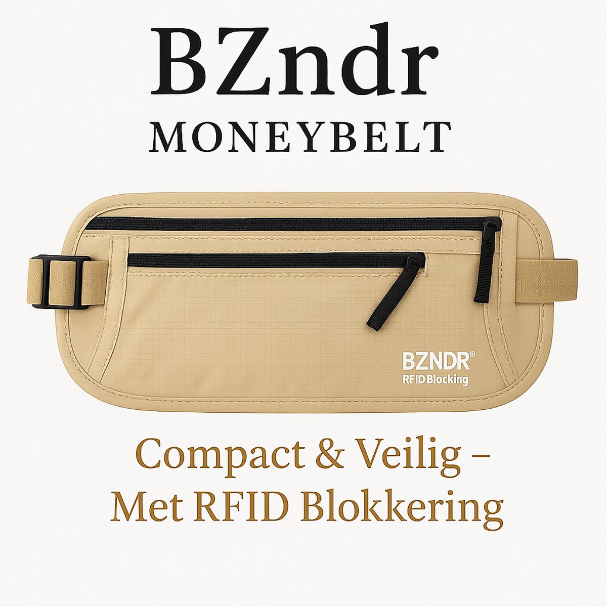BZNDR® Moneybelt - Luxe Reisportemonnee - Spatwaterbestendig & Unisex - Geldriem - Heuptasje - Buideltasje - Ruim formaat - One Size Fits All